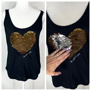 New York & Co Sequin Color Changing Heart Tank Size Small